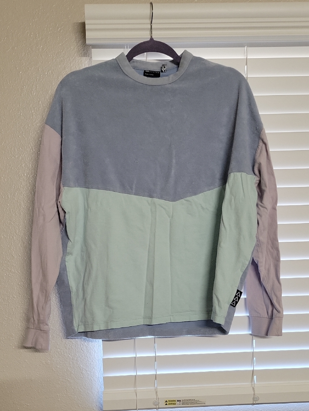 Colorblock Crewneck Sweatshirt - Pastel Lavender, Mint & Blush